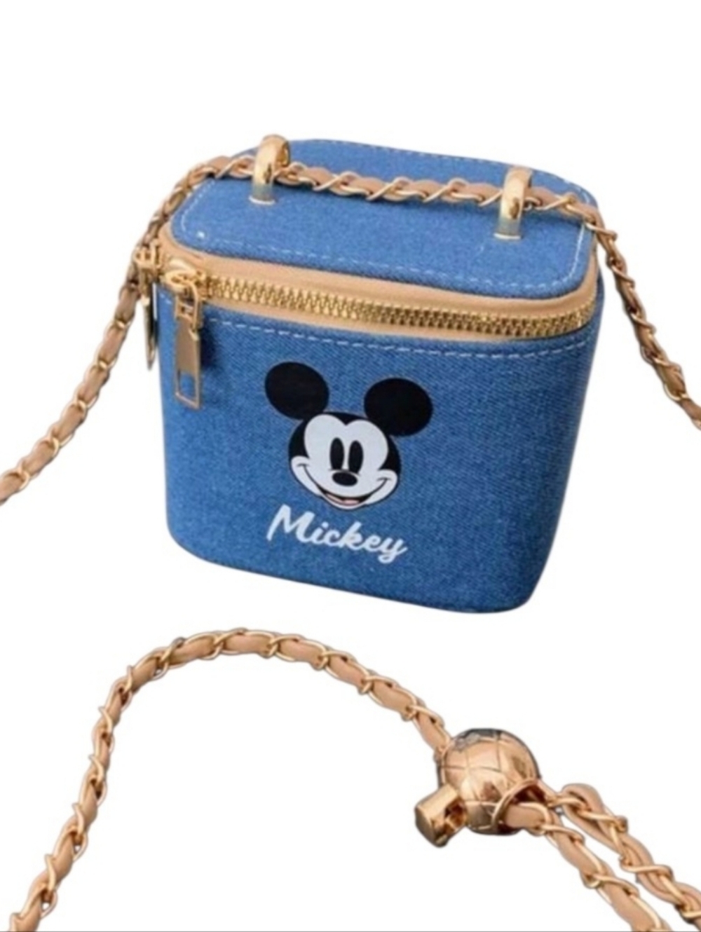 SHEIN Blue Denim Mickey Crossbody with Gold Chain